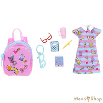   Barbie Fashionista Divatcsomag Oversized táskával - Csíkos ruhával