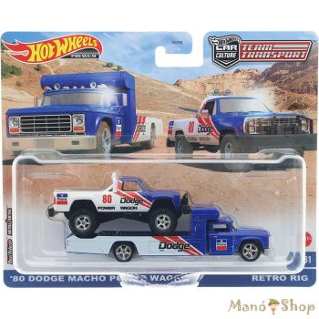   Hot Wheels Premium Team Transport - '80 Dodge Macho Power Wagon / Retro Rig szállító autó 