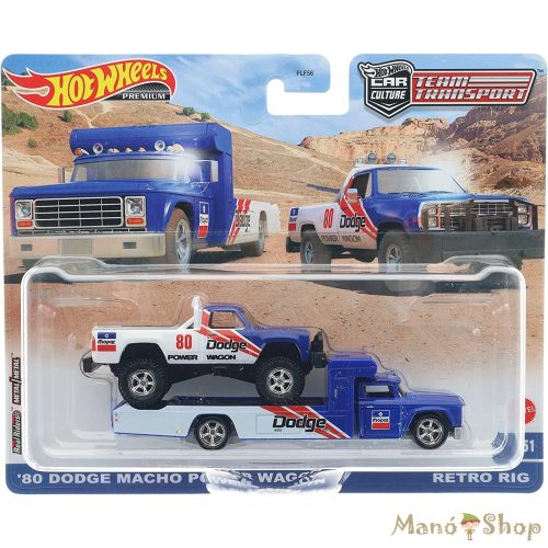 Hot Wheels Premium Team Transport - '80 Dodge Macho Power Wagon / Retro Rig szállító autó 