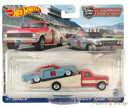 Hot Wheels Premium Team Transport - '61 Impala / '72 Chevy Ramp Truck szállító autó