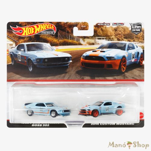 Hot Wheels Premium - Car Culture 2 db -os Pack - 1969 Ford Mustang Boss 302 & 2014 Custom Mustang "GULF"