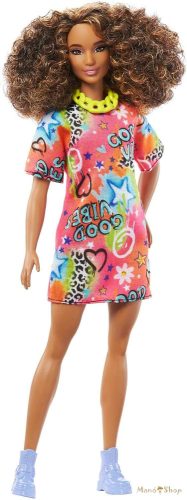 Barbie - Fashionista Barátnők Stílusos divatbaba - Barna göndör hajú baba #201
