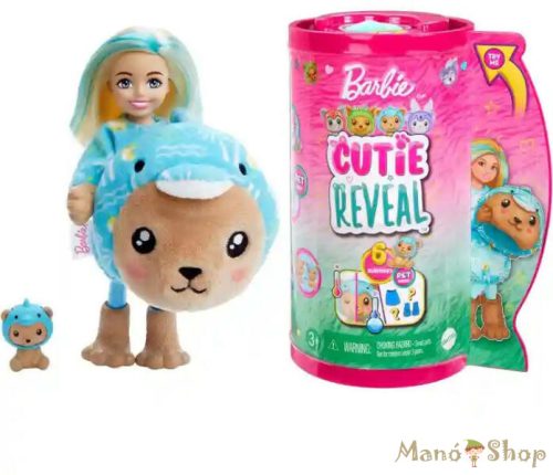 Barbie Cutie Reveal Chelsea meglepetés baba - Állatos jelmezek - Maci-Delfin - Kék