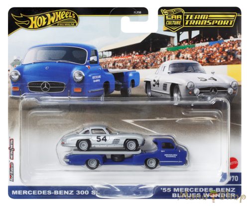 Hot Wheels Premium Team Transport - Mercedes-Benz 300 SL  / '55 Mercedes-Benz Blaues Wunder szállító autó