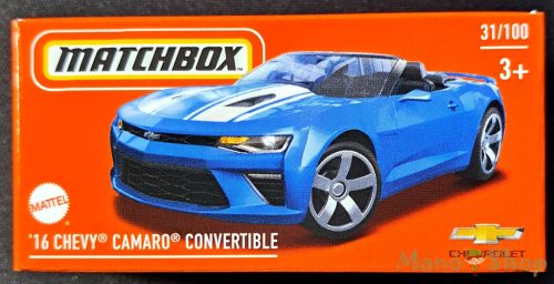 Matchbox - '16 Chevy Camaro Convertible - Kisautó papírdobozban