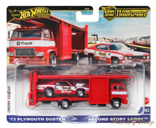 Hot Wheels Premium Team Transport - '73 Plymouth Duster / Second Story Lorry szállító autó