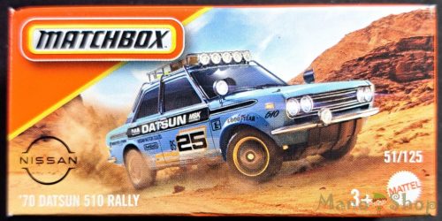 Matchbox - '70 Datsun 510 Rally - kisautó papírdobozban