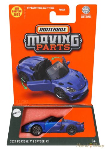 Matchbox Moving Parts - 2024 Porsche 718 Spyder - nyitható kisautó