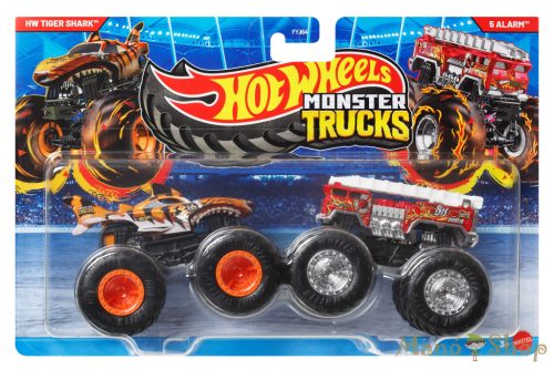 Hot Wheels Monster Trucks - 2-es Csomag - HW Tiger Shark vs 5 Alarm