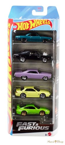 Hot Wheels - Fast & Furious - 5 db-os autó készlet
