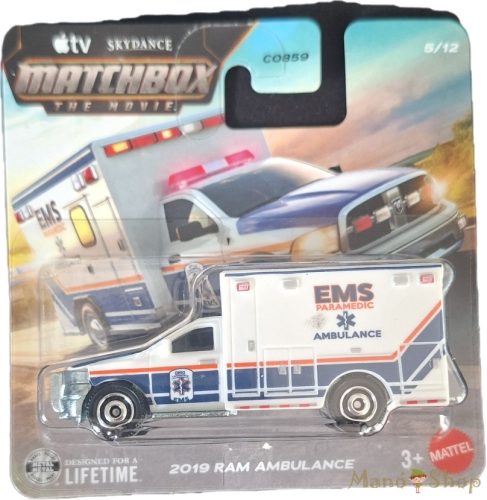 Matchbox: 2019 RAM Ambulance fehér/kék mentőautó 5/12 (Matchbox The Movie)
