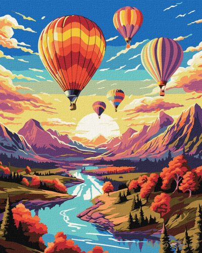IDEYKA - Számfestő 40x50 - Tüzes hőlégballonok