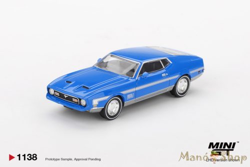 Mini GT - 1/64 Ford Mustang Mach 1 1973 kék (Grabber Blue)