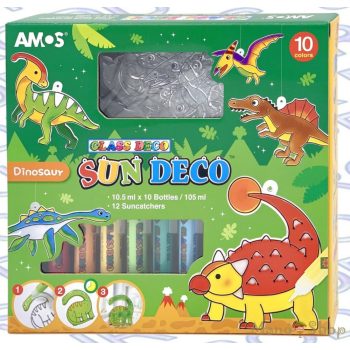 AMOS - Glass Deco Dínós üvegfestő szett